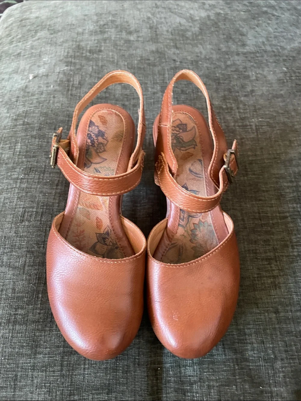 boc Brown Leather Platform Mary Jane Sandals